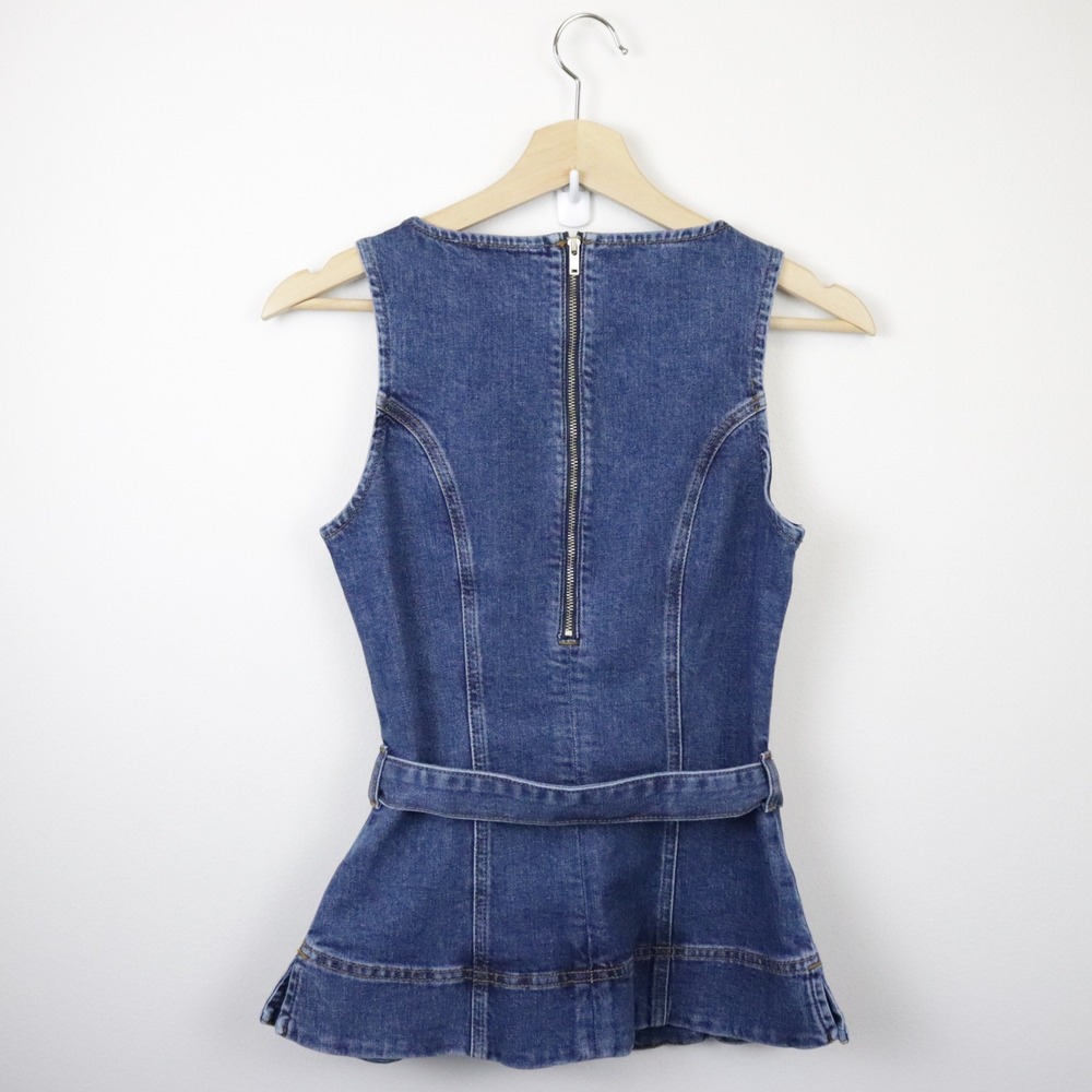 NWT ALIGNE Trish Denim Top Dark Wash Blue 2 - Picture 3 of 10